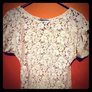 Wet Seal See through white floral dressy shirt